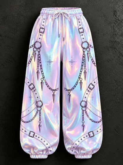 Cardydony Women's Stylish Tech Inspired Art Print Casual Pants