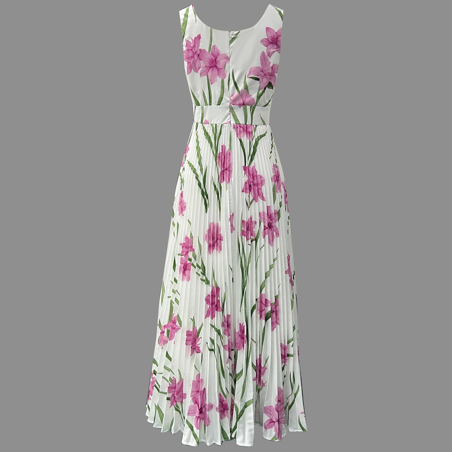 Cardydony Pleated Slim Fit Floral Print Slip Dress