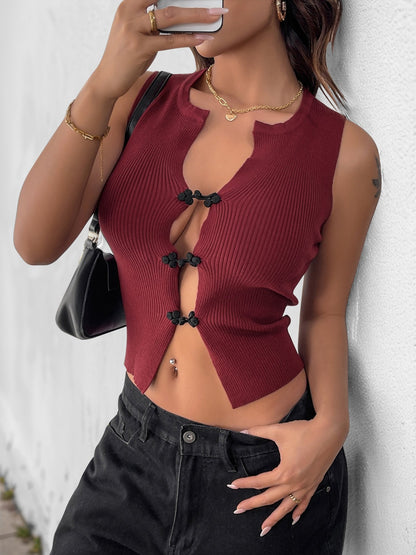 Cardydony Women's Ribbed Cutout Tank Top | Sleeveless Hook Closure