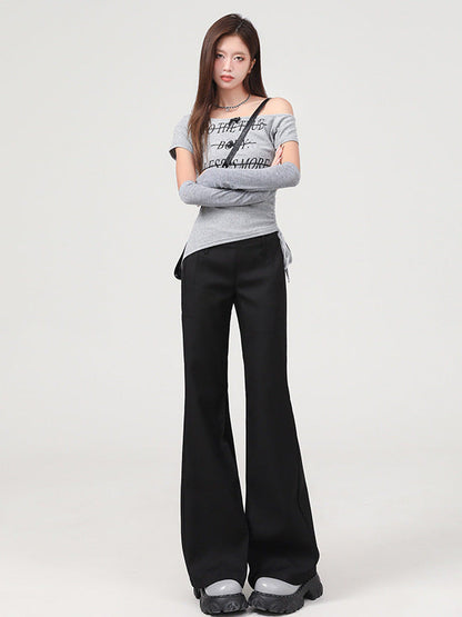 Cardydony Women's Flared Pants for Women | Y2K Low Waist Flare Trousers Slim Fit Straight Leg Dress Pants
