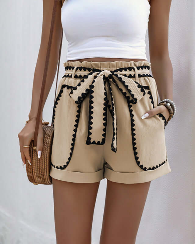Cardydony Women's High Waist Paperbag Shorts | Tie Waist Summer Shorts