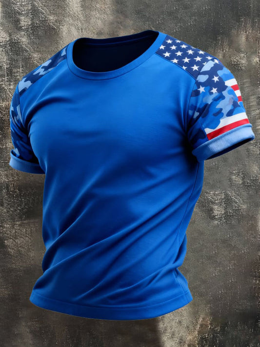 Cardydony Men's Retro Flag Color Short-sleeve T-shirt
