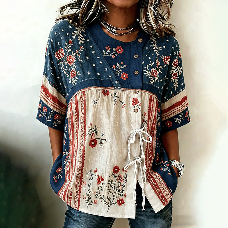Cardydony Women's Anniversary Printed Linen Casual Shirt