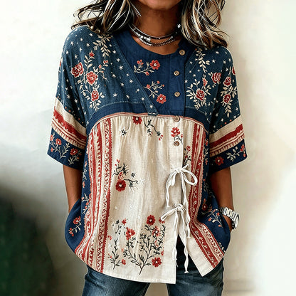Cardydony Women's Anniversary Printed Linen Casual Shirt
