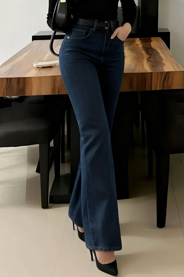 Cardydony Women's  Stylish High-waisted Pockets Casual Women's Jeans