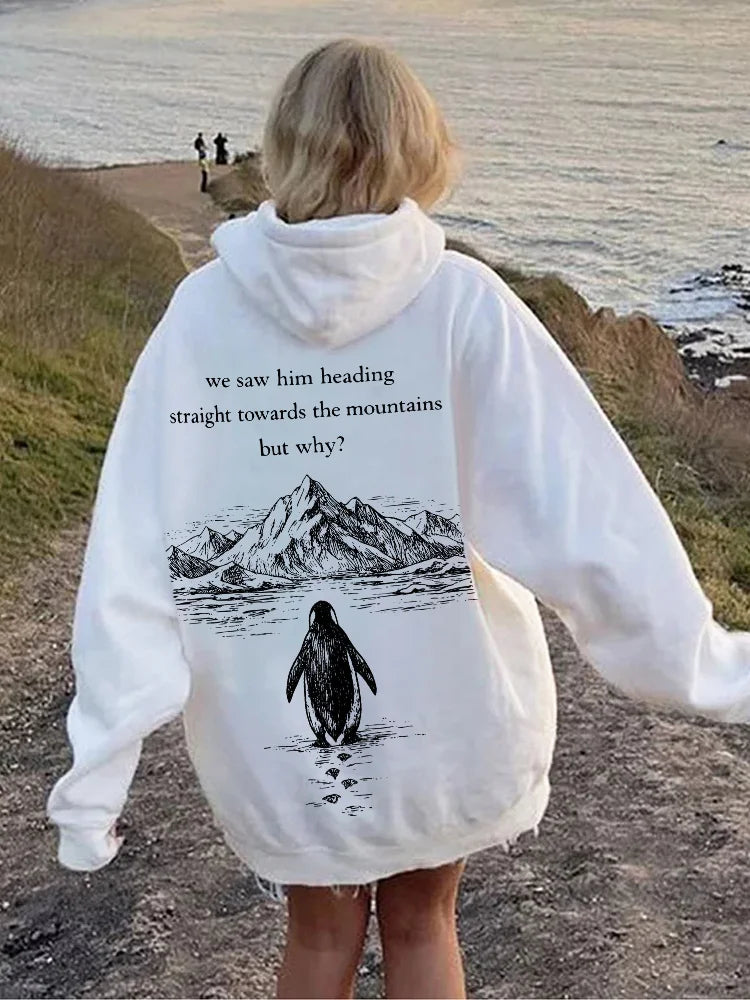 Cardydony Nihilism Penguin But Why Graphic Comfy Hoodie