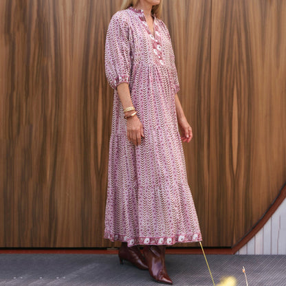 Cardydony Vintage Saffron Ruffle Midi Dress