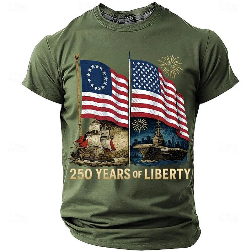 Cardydony Men's 250 Years Of Liberty Graphic T Shirt