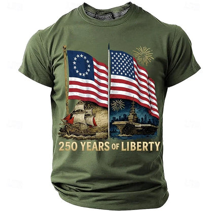 Cardydony Men's 250 Years Of Liberty Graphic T Shirt