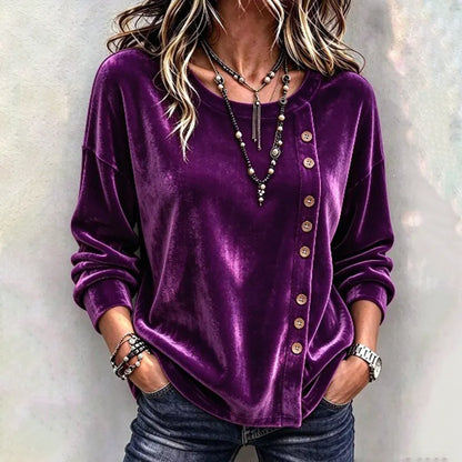 Cardydony Women's Fall Winter Cozy Elegant Velvet Top