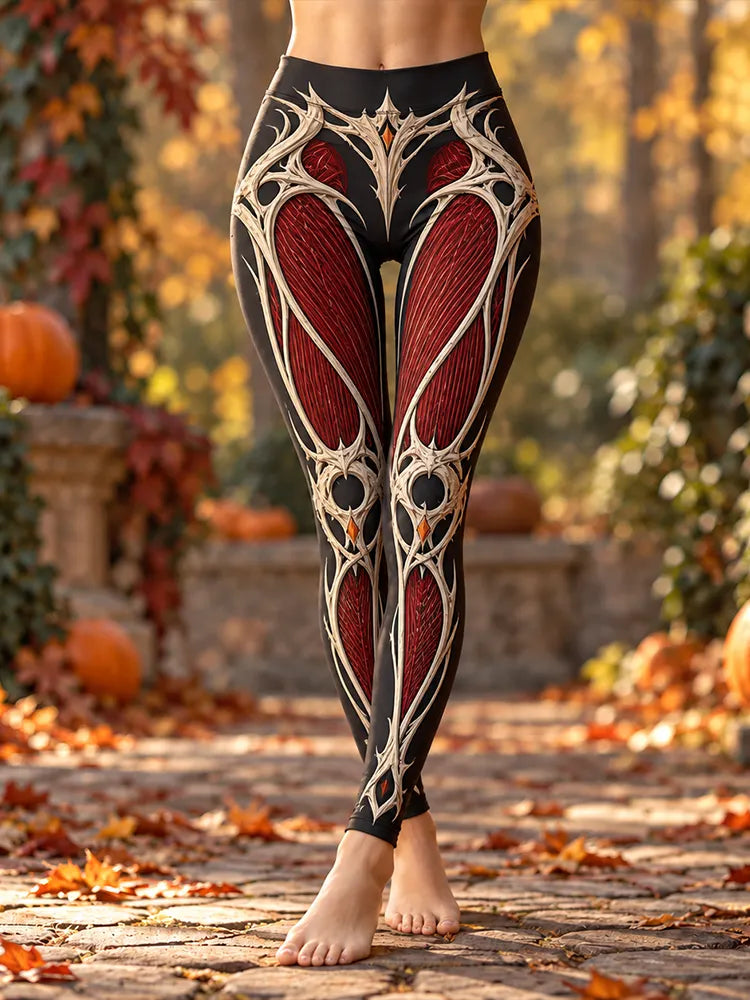 Cardydony Women's Gothic Bone Leggings