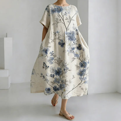 Cardydony Women's Japanese-style Floral Print Casual Dress