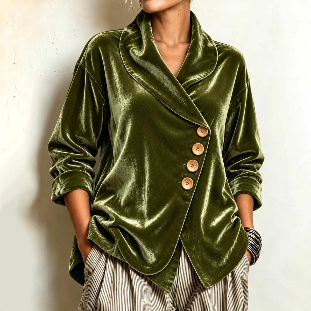 Cardydony Women's Fall Winter Cozy Asymmetric Velvet Top