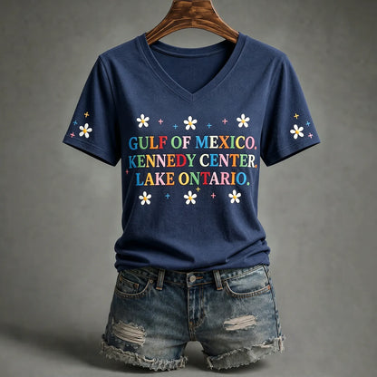 Cardydony Women's Fdt Gulf Of Mexico Kennedy Center Lake Ontario V-neck T-shirt