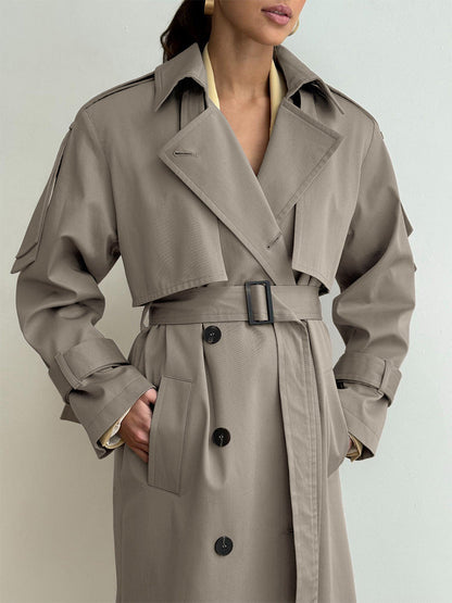 Cardydony Women's Classic British Double-Breasted Women's Trench Coat