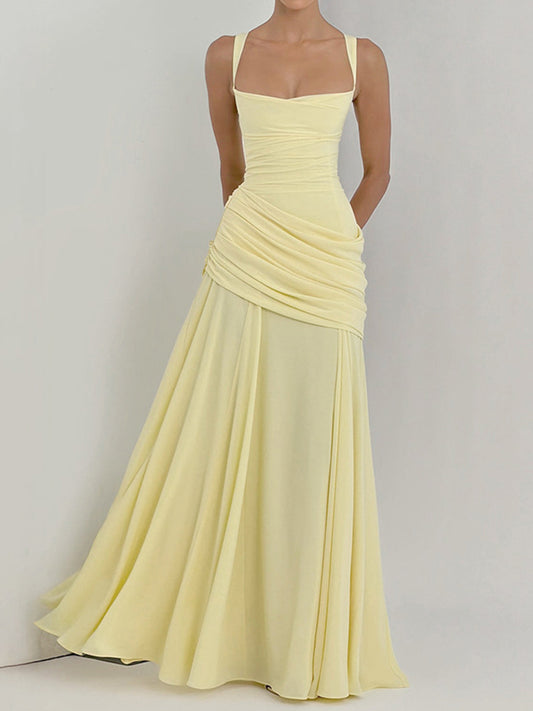 Cardydony Elegant Solid Color Waistless Backless Fishtail Dress
