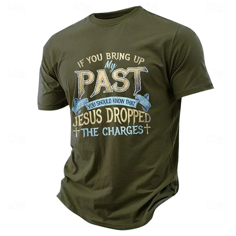 Cardydony Men's Letter Cross Jesus T Shirt