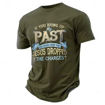 Cardydony Men's Letter Cross Jesus T Shirt