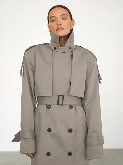 Cardydony Women's Classic British Double-Breasted Women's Trench Coat