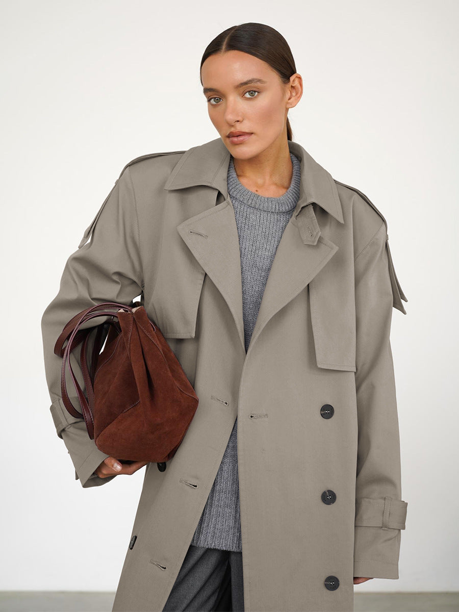 Cardydony Women's Classic British Double-Breasted Women's Trench Coat