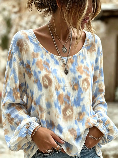 Cardydony Women's Retro Bohemian Floral Print Cotton Linen Top