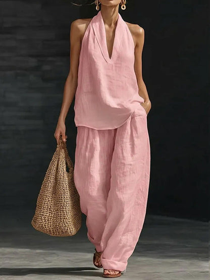 Cardydony V-neck Tank Top & Pants Two Piece Set
