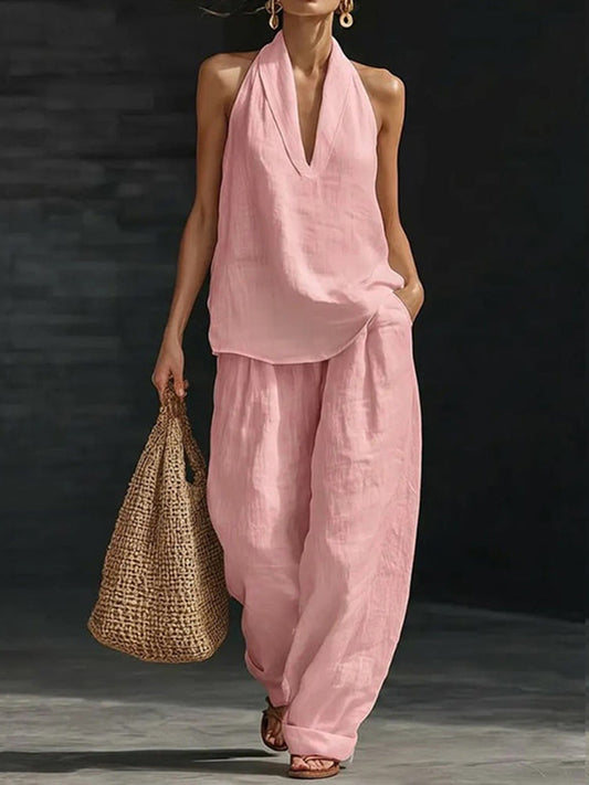 Cardydony V-neck Tank Top & Pants Two Piece Set