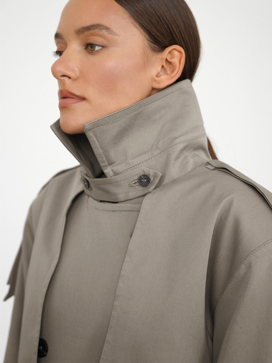Cardydony Women's Classic British Double-Breasted Women's Trench Coat