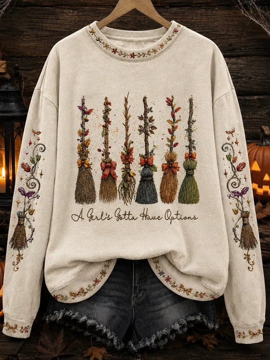 Cardydony Women's Halloween Art Print Casual Sweatshirt