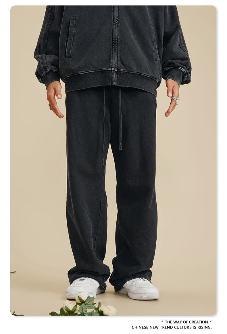 Cardydony Women's Vintage Wash Track Pants | Loose Straight Athletic Pants