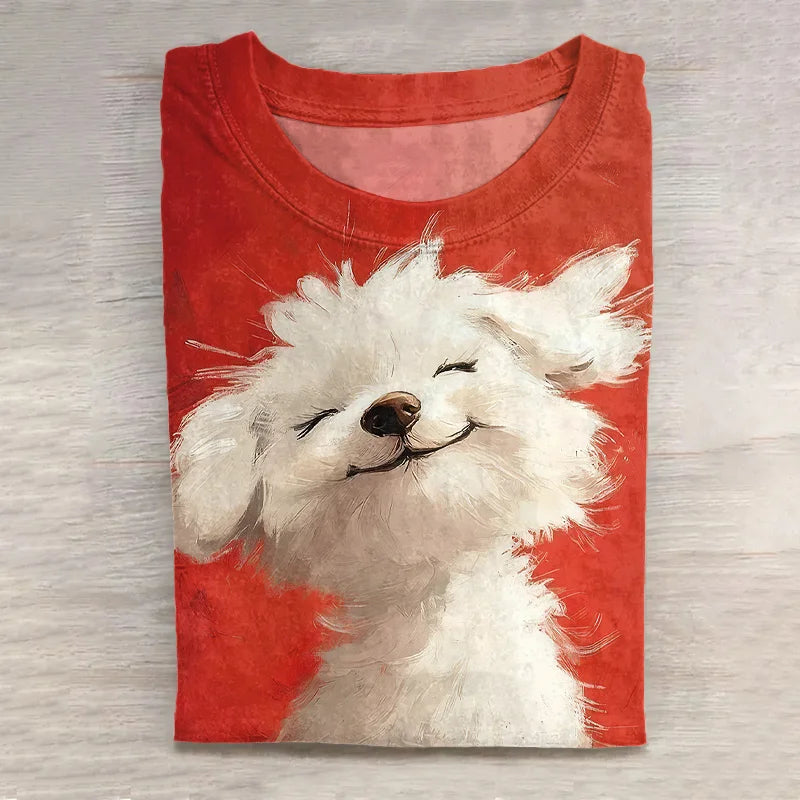 Cardydony Cute Dog Art Vintage Washed T Shirt