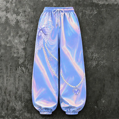 Cardydony Women's Stylish Tech Inspired Art Print Casual Pants