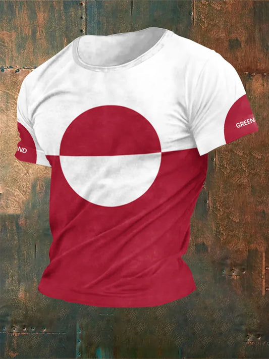Cardydony Greenland Flag Print Casual T-shirt