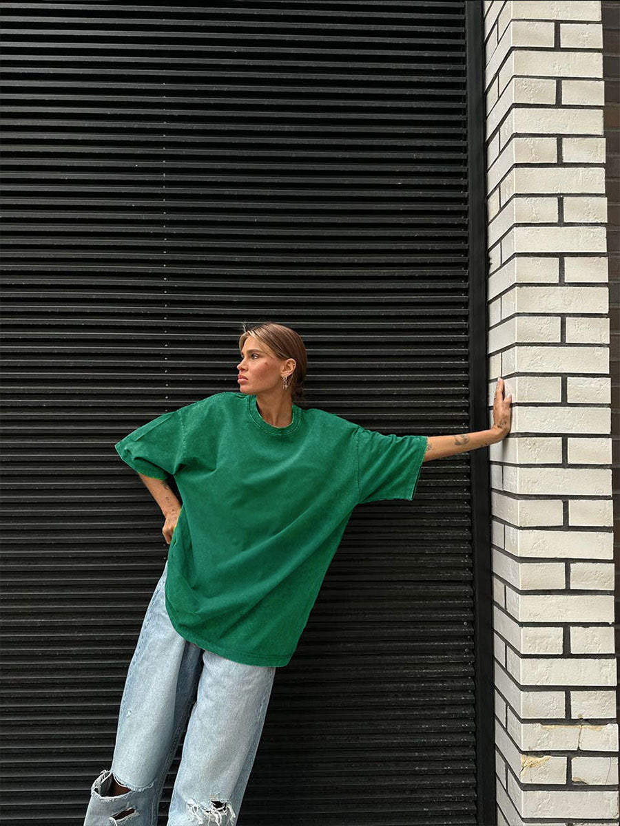 Cardydony Women's Vintage Washed Cotton Oversized T Shirts