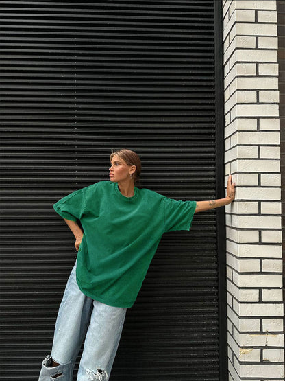 Cardydony Women's Vintage Washed Cotton Oversized T Shirts