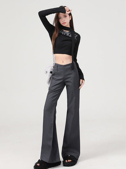 Cardydony Women's Flared Pants for Women | Y2K Low Waist Flare Trousers Slim Fit Straight Leg Dress Pants