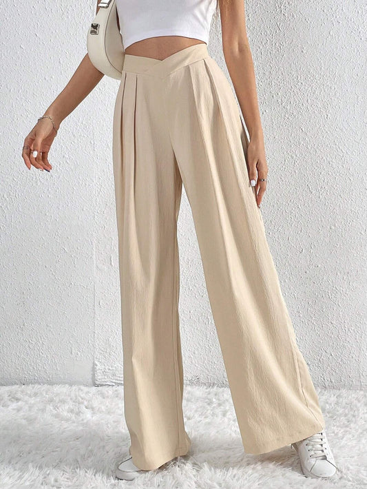 Cardydony Women's Pleated Wide Leg Trousers | High Waist Work Pants