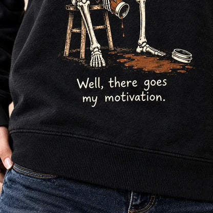 Cardydony Women's Gothic Spilled Coffee Skeleton Graphic Funny Quote Sweatshirt