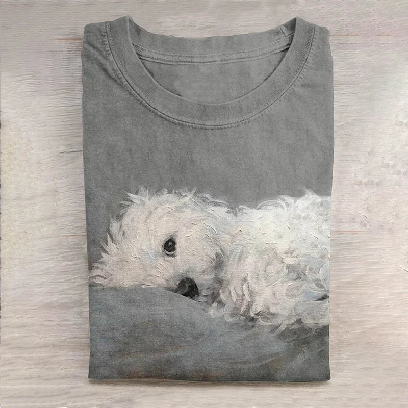 Cardydony Cute Dog Print Short Sleeve T-Shirt