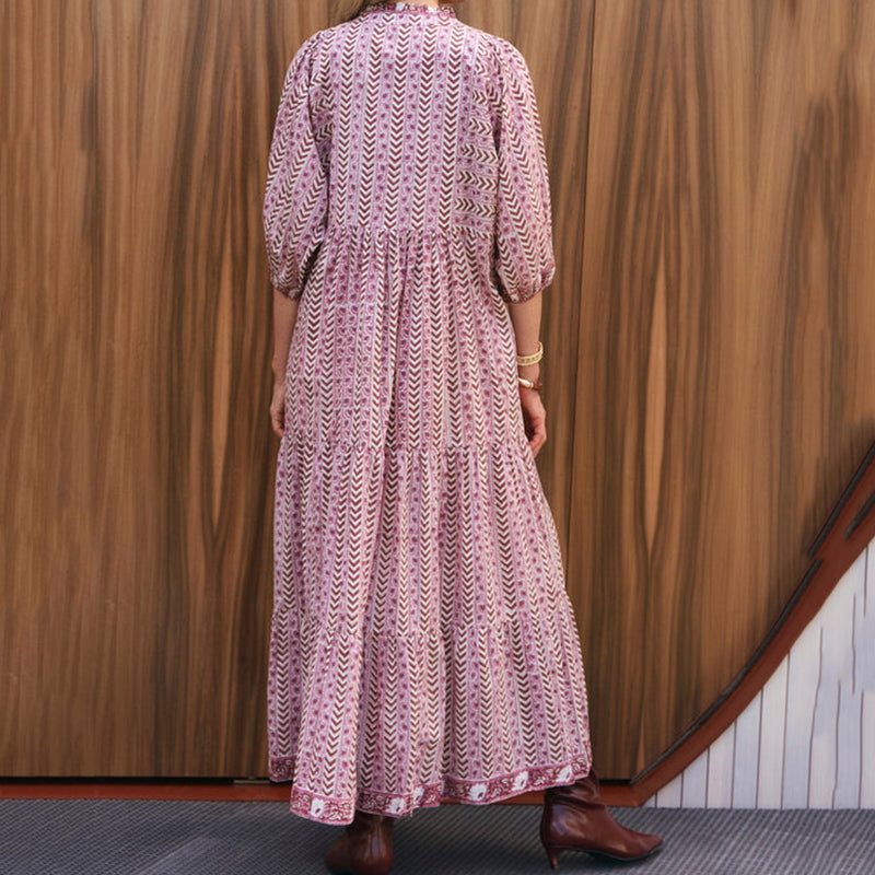 Cardydony Vintage Saffron Ruffle Midi Dress