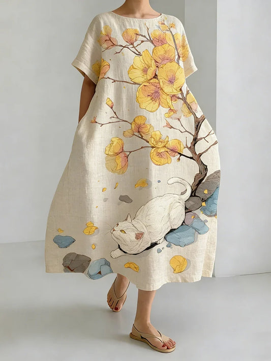 Cardydony Women's Japanese-style Fun Cat Casual Dress