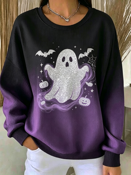 Cardydony Women Halloween Crew Neck Simple Spring/Fall Long Sleeve Sweatshirt