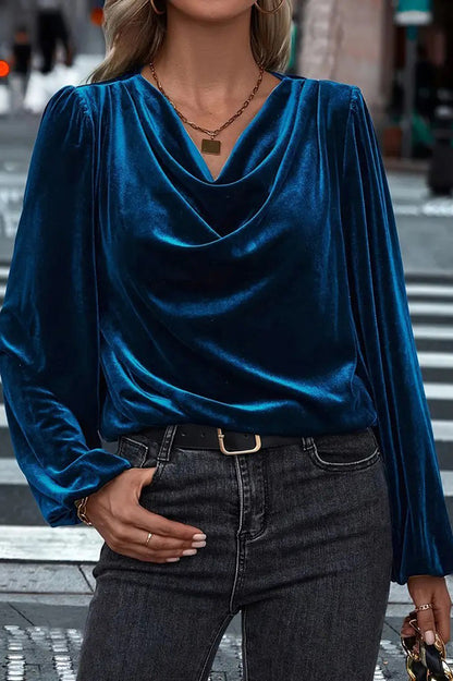 Cardydony Women's Fashionable Velvet Long-sleeved Loose Casual Top