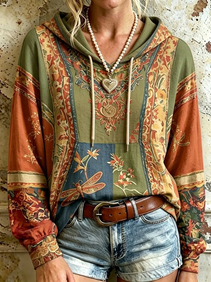 Cardydony Women's Dragonfly And Floral Art Hoodie