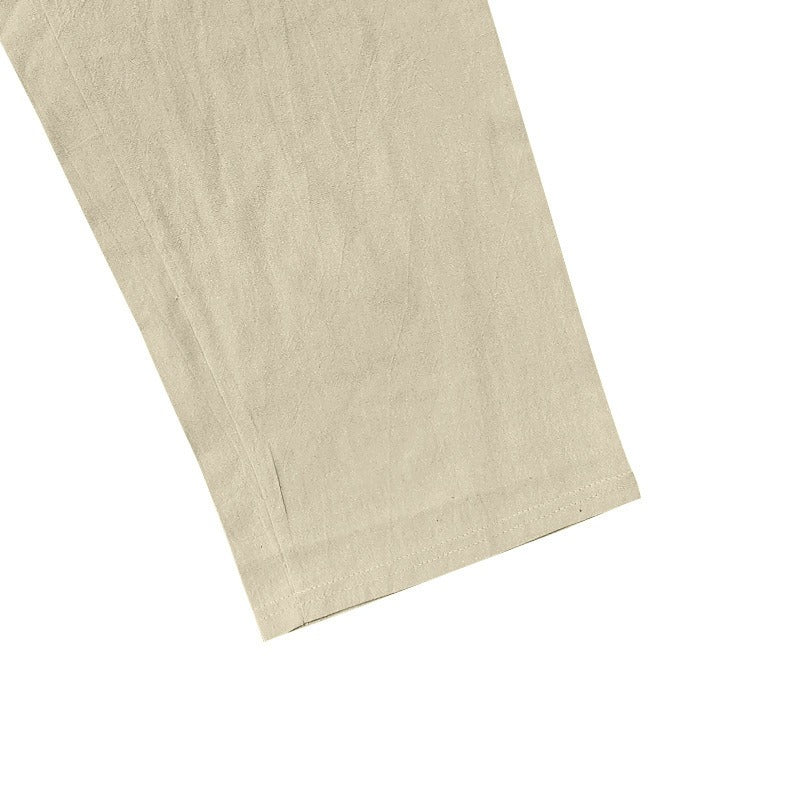 Cardydony Men's Leisure Solid Color Cotton Linen Pocket Shirt And Pants Two Piece Set