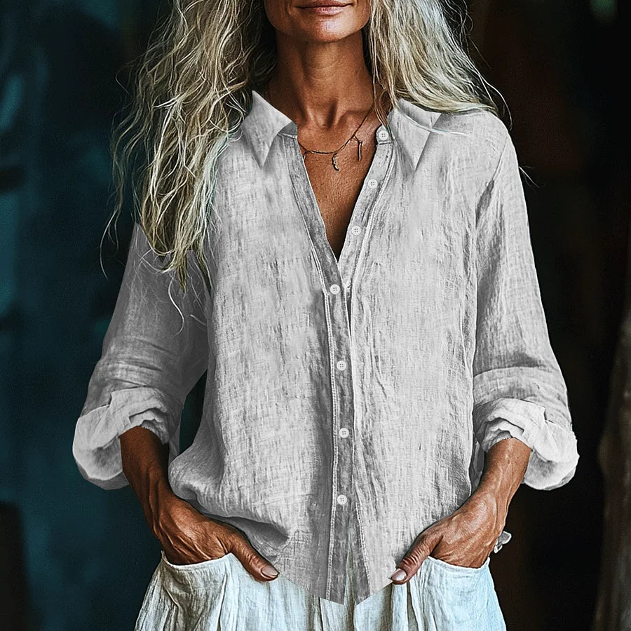 Cardydony Vintage Elegant Art Linen Ruffle Shirt