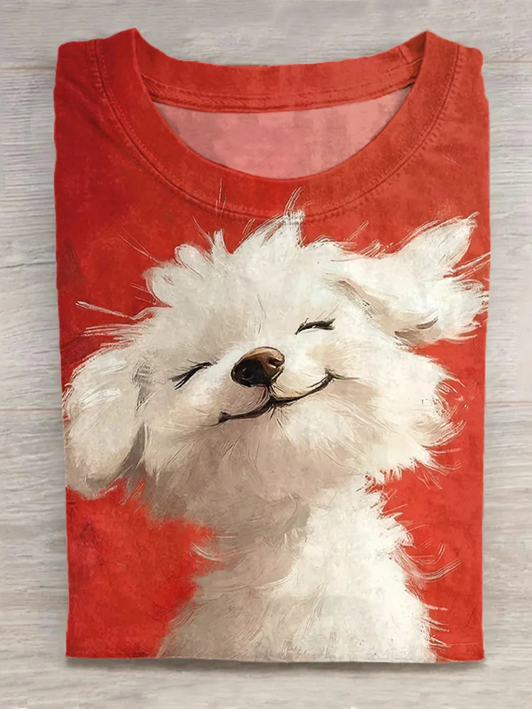 Cardydony Cute Dog Art Vintage Washed T Shirt