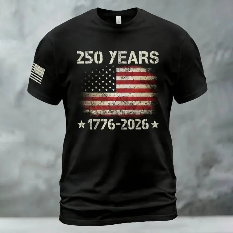 Cardydony Men's American 250th Anniversary Print Casual T-shirt