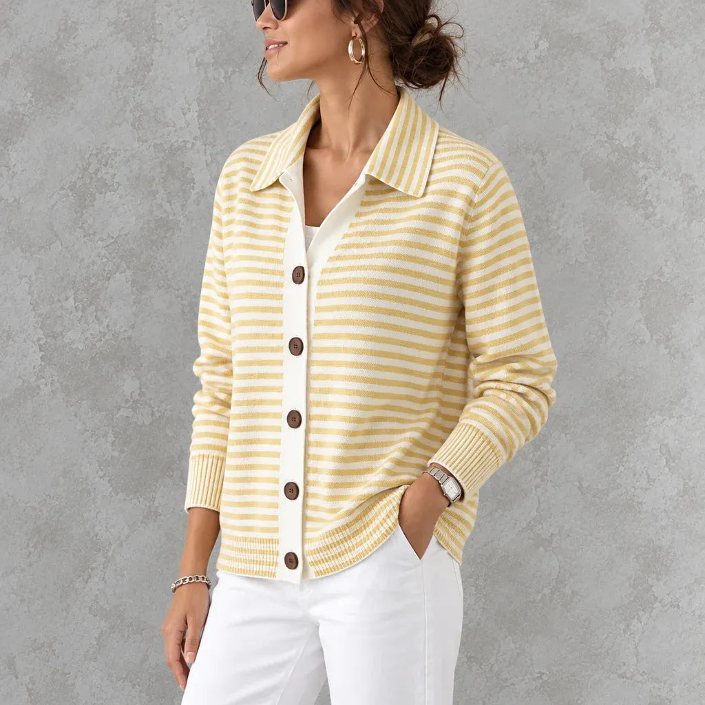 Cardydony Elegant Knitted Striped Cardigan
