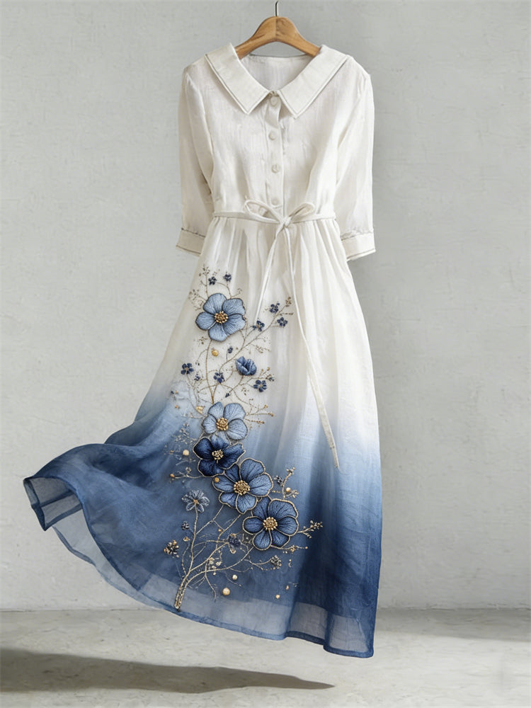 Cardydondy Classy Flowers Gradient Flowy Maxi Dress